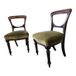 Ensemble de 2 chaises victoriennes � dossier ballon avec assises vertes