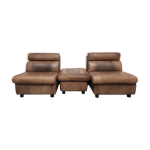 Ensemble de 2 chauffeuses et repose - pieds en cuir de buffle des années 1970 Ensemble de 2 chauffeuses et repose - pieds en cuir de buffle des années 1970