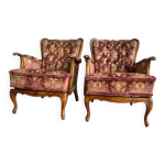 Ensemble de 2 fauteuils baroques vintage / fauteuils club