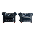 Ensemble de 2 fauteuils club chesterfield robustes Ensemble de 2 fauteuils club chesterfield robustes