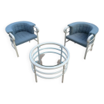 Ensemble 2 fauteuils et table basse marc held wind star 1984 design