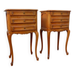 Ensemble de 2 table de chevet louis xv - merisier