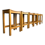 Ensemble de 2 tabourets en ch�ne japandi par jonas lindvall pour david design ann�es 1990.