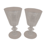 Ensemble de 2 verres à pieds anciens en cristal pour liqueur Ensemble de 2 verres à pieds anciens en cristal pour liqueur