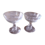 Ensemble de 2 verres  pieds anciens pour liqueur