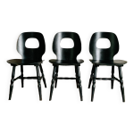 Ensemble de 3 chaises noires modle ?il de baumann