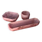 Ensemble de 3 pate de verre rose 1920 signé lorrain 23x13 bon etat Ensemble de 3 pate de verre rose 1920 signé lorrain 23x13 bon etat
