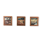Ensemble de 3 peintures thalandaises, rattanakosin, xixme sicle