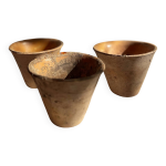 Ensemble de 3 pots � s�ve en terre cuite fran�ais
