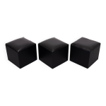 Ensemble de 3 poufs cubes en similicuir noir, annes 1960, hollande