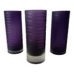 Ensemble 3 vases verre color prune vintage france, mikasa souffl bouche