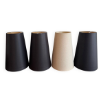 Ensemble de 4 abat - jour coniques en tissu noir et beige