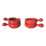 Ensemble de 4 cassolettes en terre cuite émaillée rouge Ensemble de 4 cassolettes en terre cuite émaillée rouge