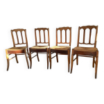 Ensemble de 4 chaises anciennes en bois clair: charme authentique et e
