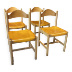 Ensemble de 4 chaise bois clair moderniste france ann�es 90