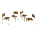 Ensemble de 4 chaises en cuir cognac dlg martin visser 60's
