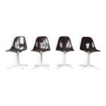 Ensemble de 4 chaises « la fonda » en noir cassé de charles & ray eames pour herman miller, 1960 Ensemble de 4 chaises « la fonda » en noir cassé de charles & ray eames pour herman miller, 1960