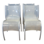 Ensemble de 4 chaises fpe par ron arad pour kartell gris translucide annes 2000 italie