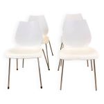 Ensemble de 4 chaises maui blanches par magistretti pour kartell annes 2000 italie