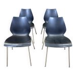 Ensemble de 4 chaises maui noires par magistretti pour kartell annes 2000 italie