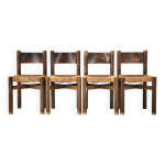 Ensemble de 4 chaises meribel par charlotte perriand pour steph simon, 1950s Ensemble de 4 chaises meribel par charlotte perriand pour steph simon, 1950s