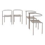 Ensemble de 4 chaises en mtal gris dans le style du modle  von vogelsans  de starck