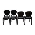 Ensemble de 4 chaises noires design queen de claudio dondoli et marco pocci