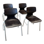 Ensemble de 4 chaises pagholz flototto wenge et chrome 1970 allemagne