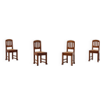 Ensemble de 4 chaises de salle  manger art dco en chne et osier, belgique, 1915