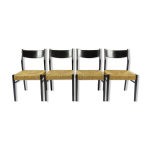 Ensemble de 4 chaises de salle à manger belges, années 1950 Ensemble de 4 chaises de salle à manger belges, années 1950