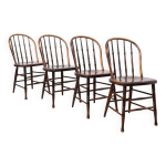 Ensemble de 4 chaises de salle � manger de style campagnard, dossier � barreaux, d�but du 20e si�cle