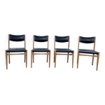 Ensemble de 4 chaises scandinaves en bois clair et ska� noir vintage