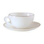 Ensemble de 4 tasses et sous tasses arcopal gamme arlequin, blanc et doré, made in france Ensemble de 4 tasses et sous tasses arcopal gamme arlequin, blanc et doré, made in france