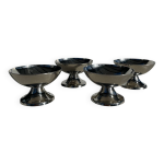 Ensemble de 4 verres m�tal / coupes � glace en inox sur pied vintage
