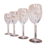 Ensemble de 4 verres  vin blanc vintage en cristal grav