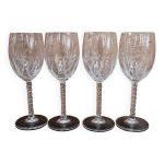Ensemble de 4 verres  vin rouge vintage en cristal grav