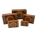 Ensemble de 5 botes coffrets gigognes rares sculpts et peints
