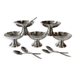 Ensemble de 5 coupes à glace et cuillères en inox guy degrenne Ensemble de 5 coupes à glace et cuillères en inox guy degrenne