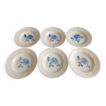 Ensemble de 6 assiettes creuses digoin sarreguemines dcors de roses bleues