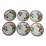 Ensemble de 6 assiettes  dessert anciennes en faence sarreguemines, dcor colmar, 1920