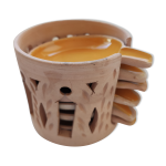 Ensemble 6 cendriers individuels de table en terre emaillejaune orange ethnique