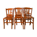 Ensemble de 6 chaises bistrot en bois luterma 1950