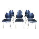 Ensemble de 6 chaises maui noires par magistretti pour kartell annes 2000 italie