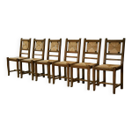 Ensemble de 6 chaises rustiques en ch�ne 1960 s