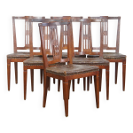 Ensemble de 6 chaises de salle  manger en cuir antiques d'origine nerlandaise