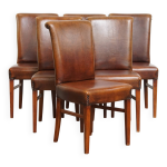 Ensemble de 6 chaises de salle à manger en cuir de mouton Ensemble de 6 chaises de salle à manger en cuir de mouton