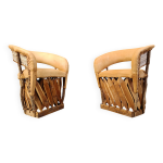 Ensemble de 6 chaises de salle  manger mexicaines vintage art populaire, annes 1970