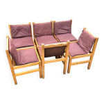 Ensemble de 6 chaises de salle à manger en pin sièges en toile Ensemble de 6 chaises de salle à manger en pin sièges en toile