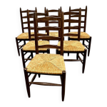 Ensemble de 6 chaises de salle  manger primitives franaises en chne