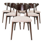 Ensemble de 6 chaises de salle � manger roses, design scandinave, bois fonc�